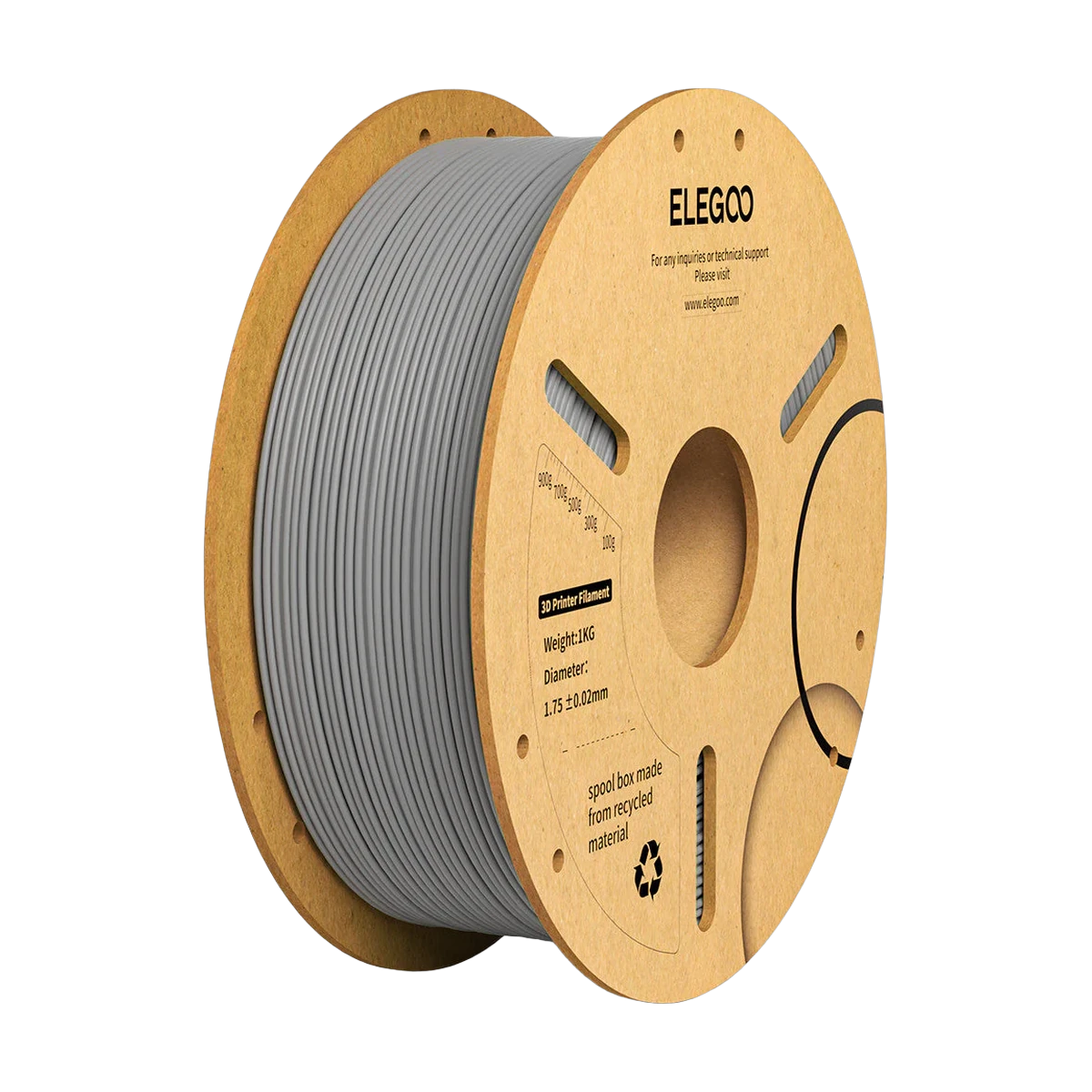ELEGOO PLA PLUS Filament Grey (Gris) 1.75 mm 1 kg