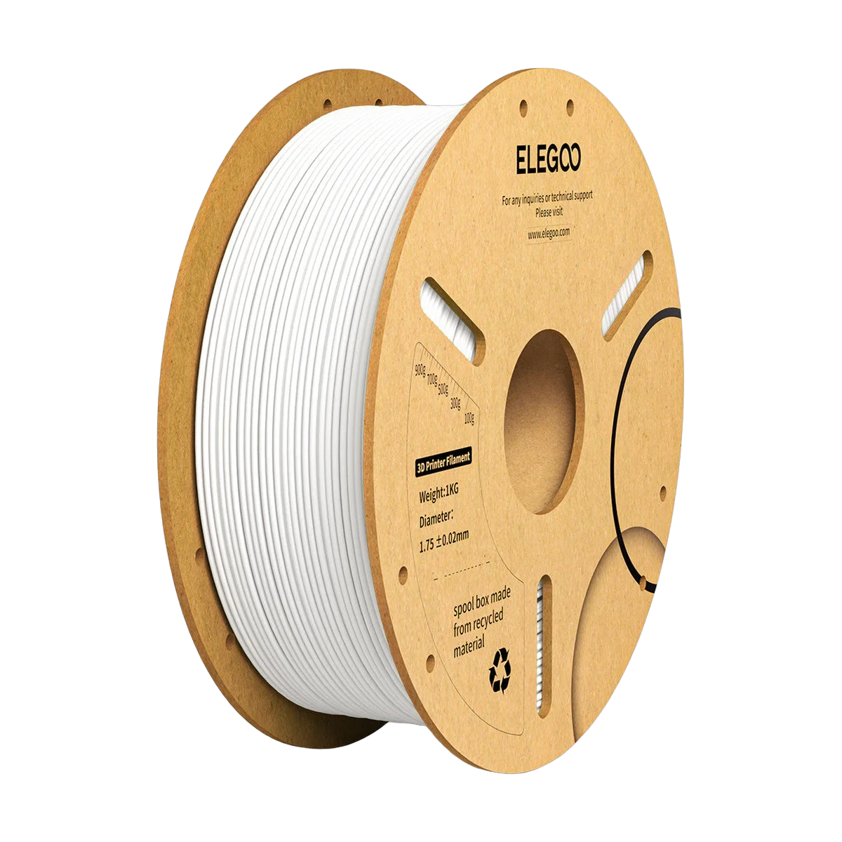 ELEGOO PLA PLUS Filament White (Blanc) 1.75 mm 1 kg