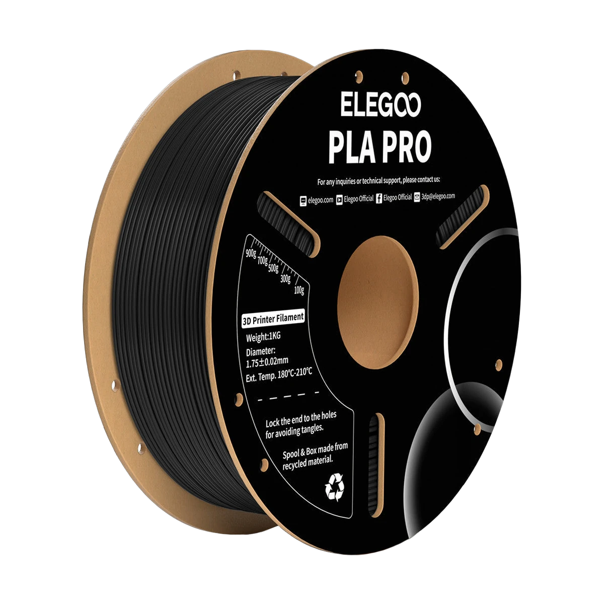 ELEGOO PLA PRO Filament Noir (Black) 1.75 mm 1 kg