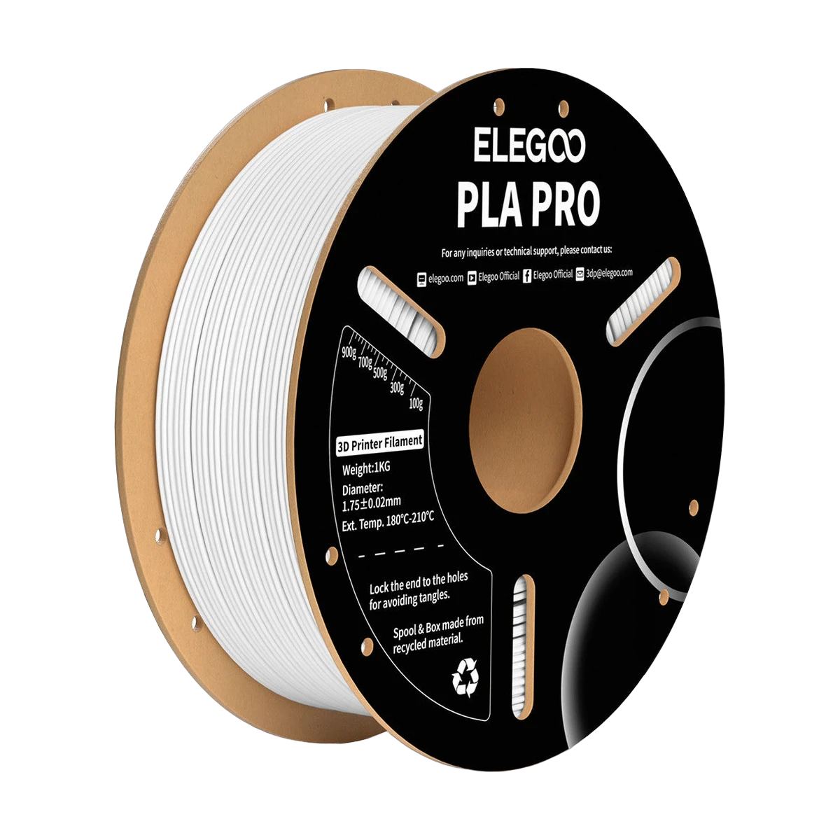ELEGOO PLA PRO Filament White (Blanc) 1.75 mm 1 kg
