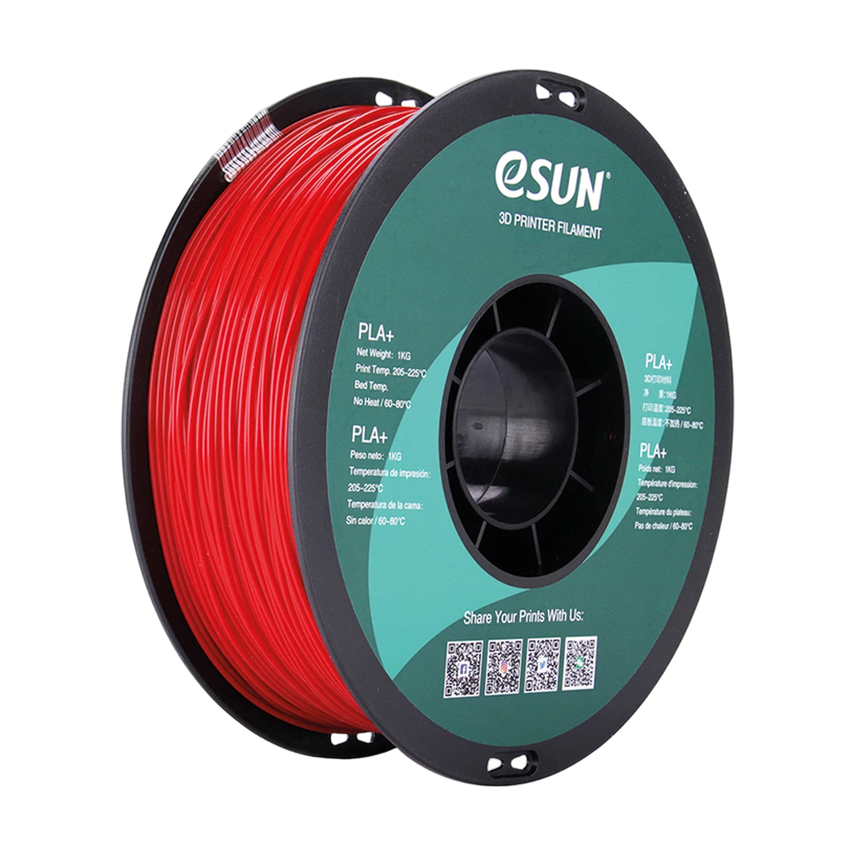 eSUN Filament 3D PLA+ Fire Engine Red 1.75mm 1kg