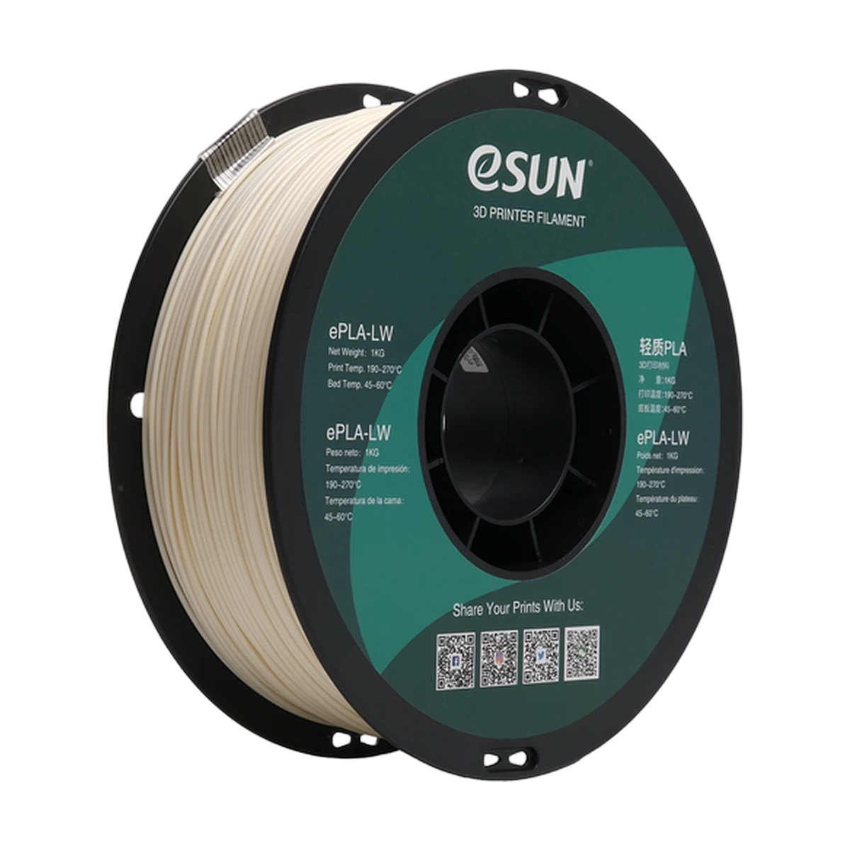 eSUN Filament 3D PLA+ LW Natural 1.75mm 1kg