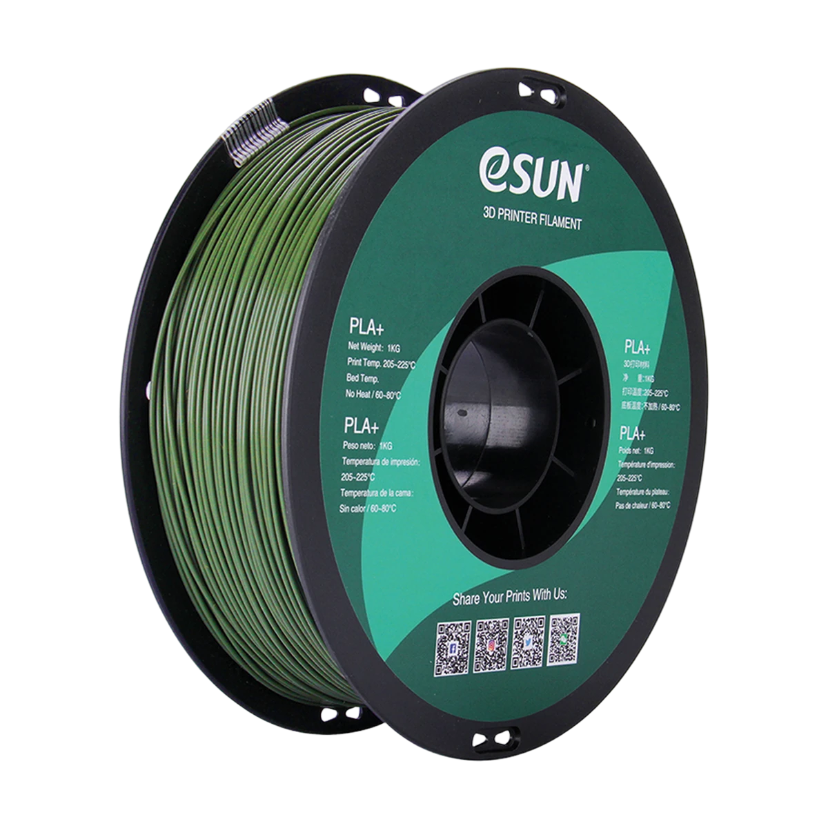 eSUN Filament 3D PLA+ Olive Green 1.75mm 1kg