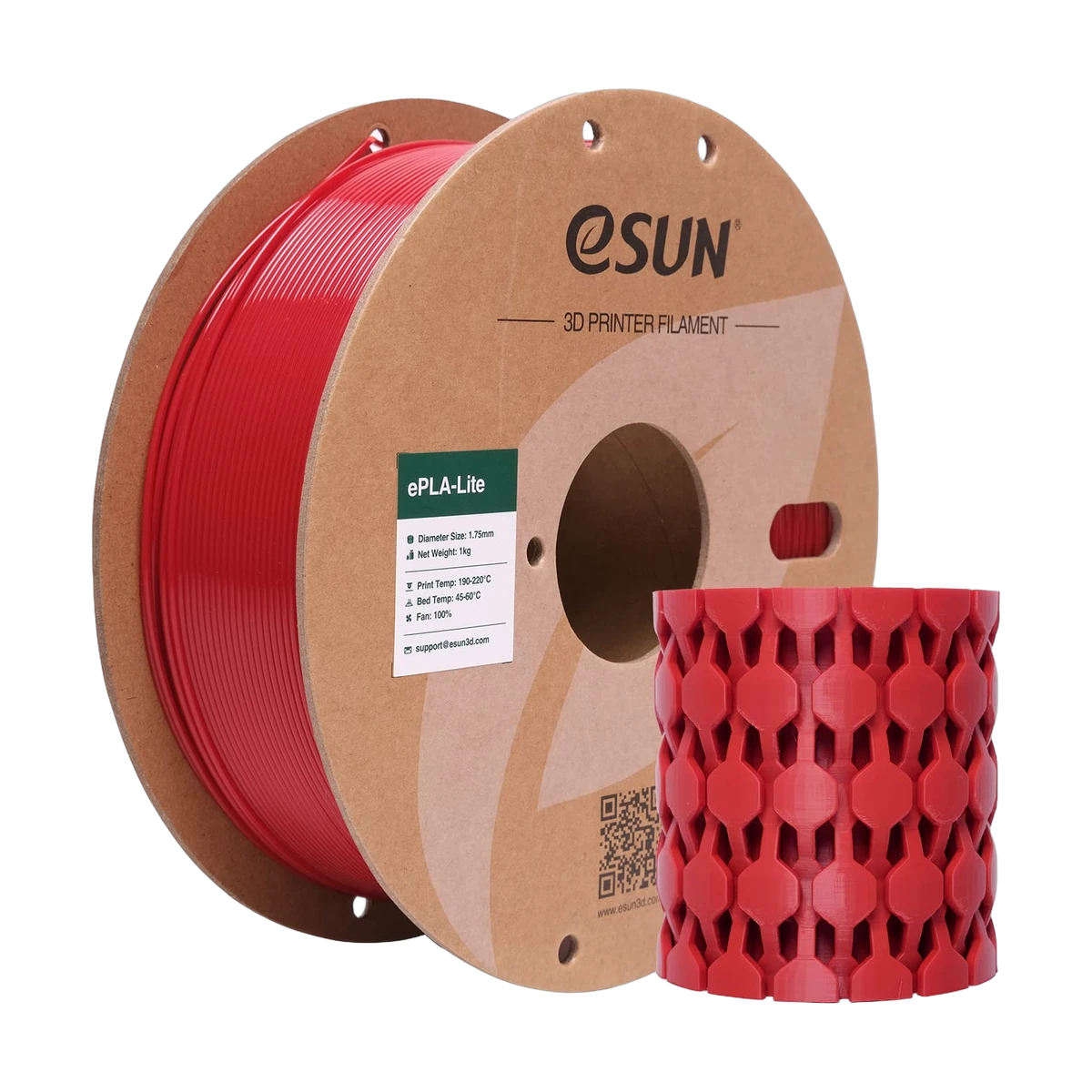 eSUN PLA-Lite 1.75mm 3D Filament Fire Engine Red 1KG
