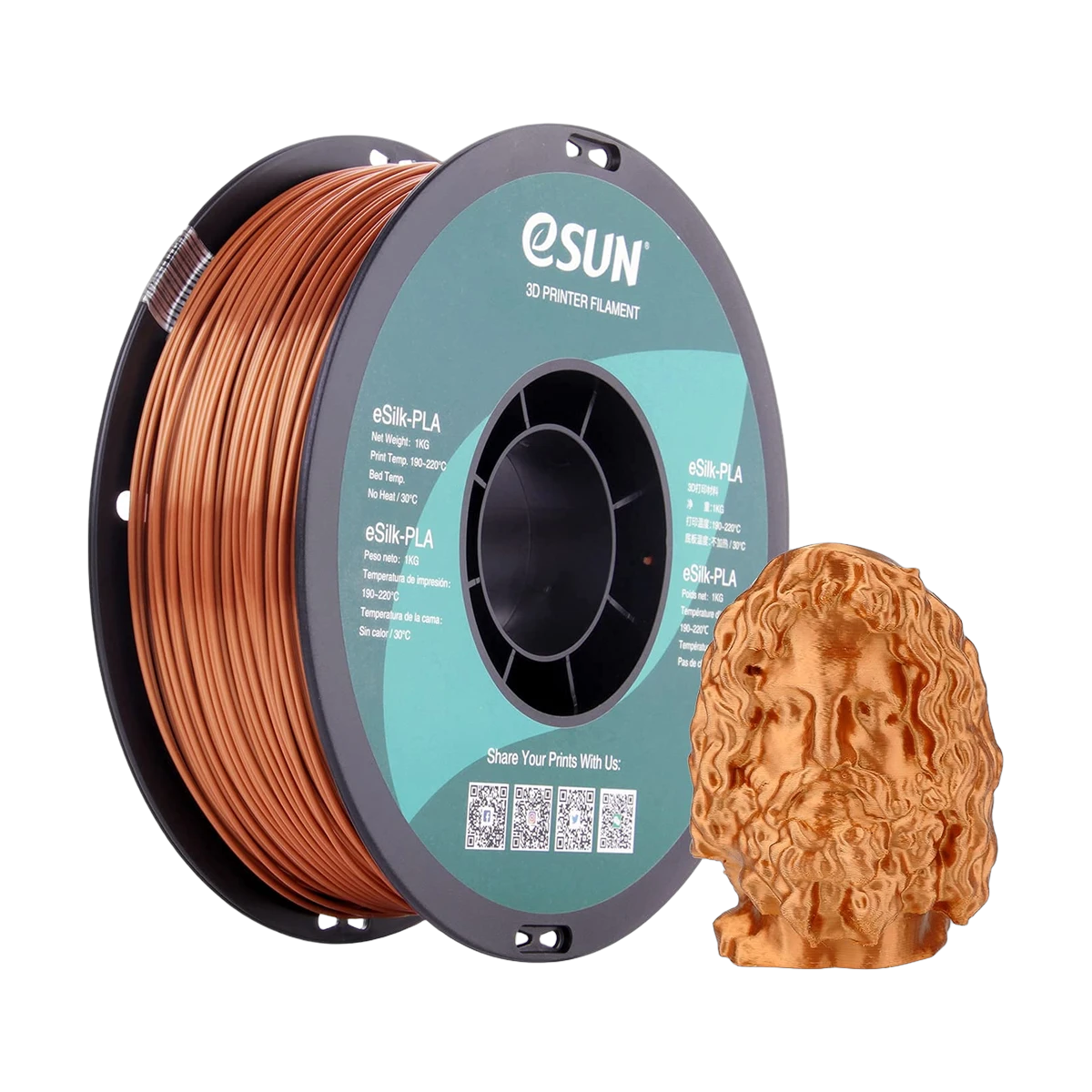 eSUN Silk Filament 3D PLA Copper 1.75mm 1kg