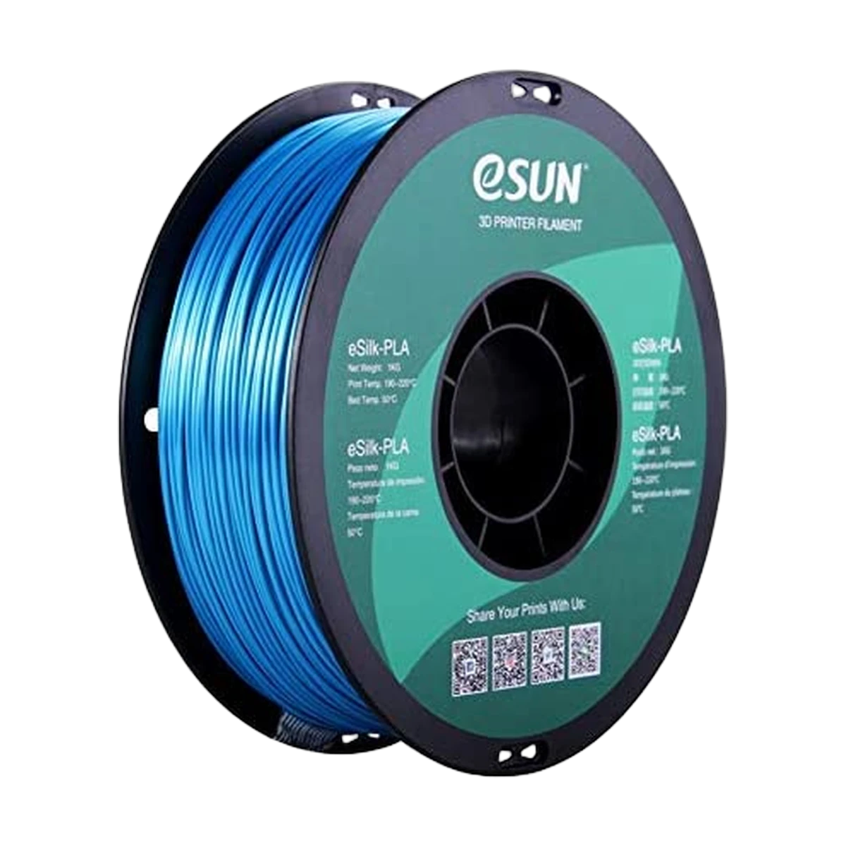 eSUN Silk Filament 3D PLA Cyan 1.75mm 1kg
