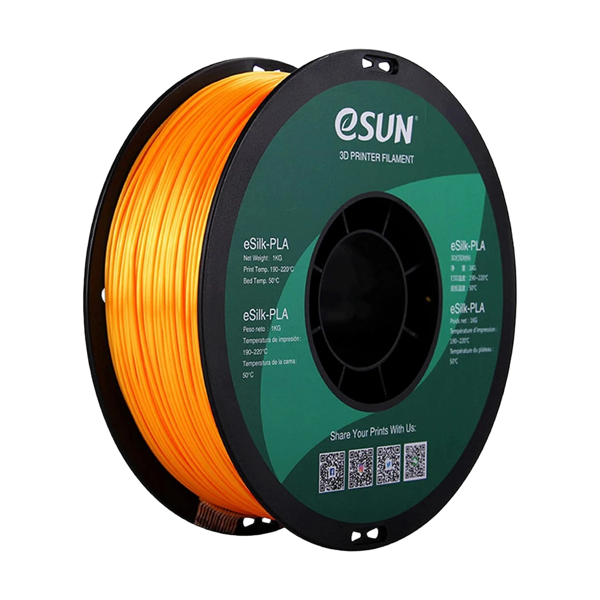 eSUN Silk Filament 3D PLA Dark Yellow 1.75mm 1kg