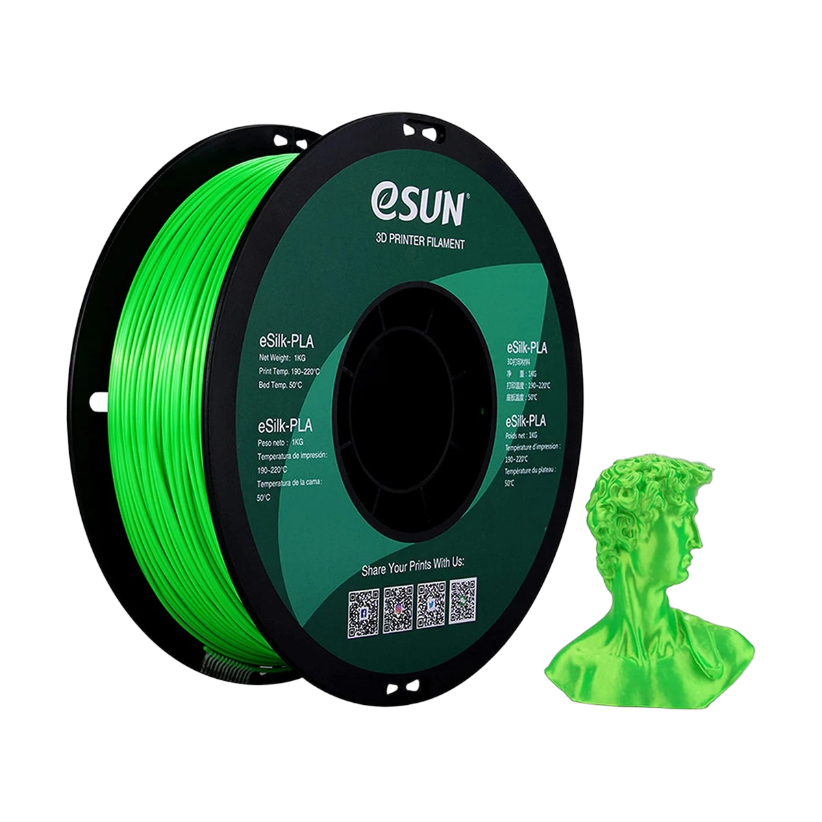eSUN Silk Filament 3D PLA Green 1.75mm 1kg