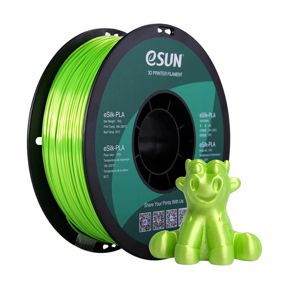 eSUN Silk Filament 3D PLA Lime 1.75mm 1kg