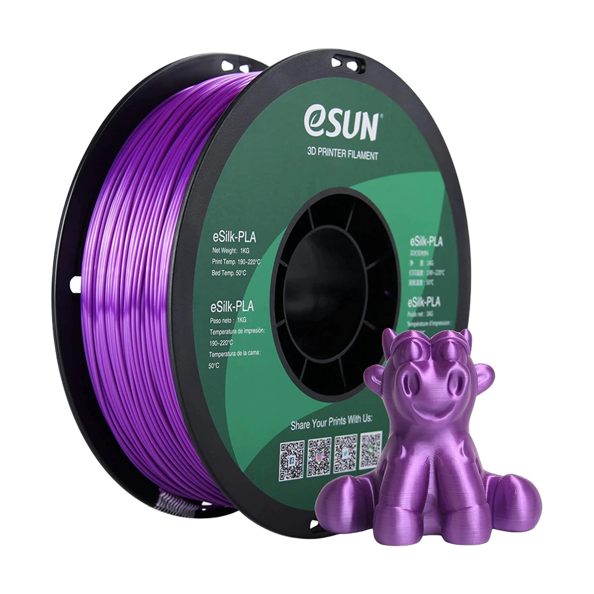 eSUN Silk Filament 3D PLA Purple 1.75mm 1kg