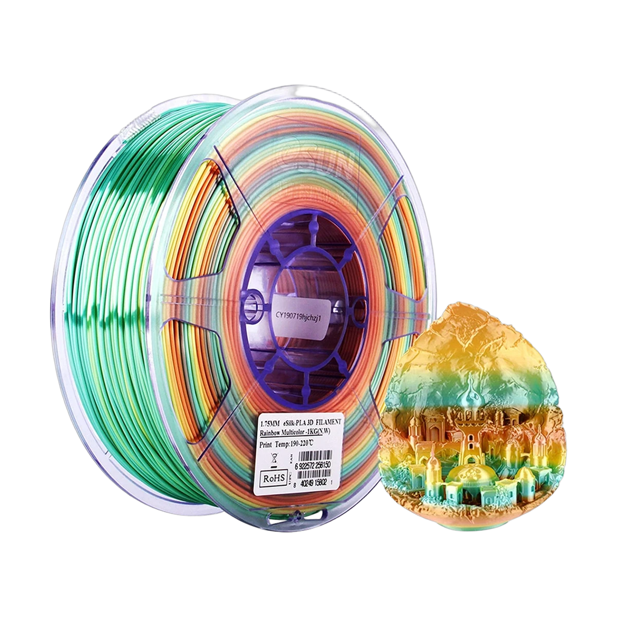 eSUN Silk Filament 3D PLA Rainbow 1.75mm 1kg