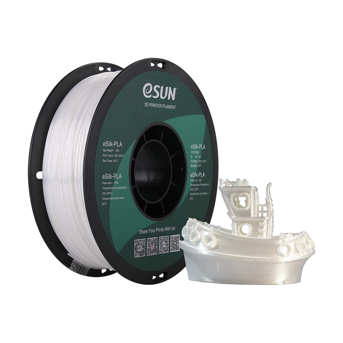 eSUN Silk Filament 3D PLA White 1.75mm 1kg