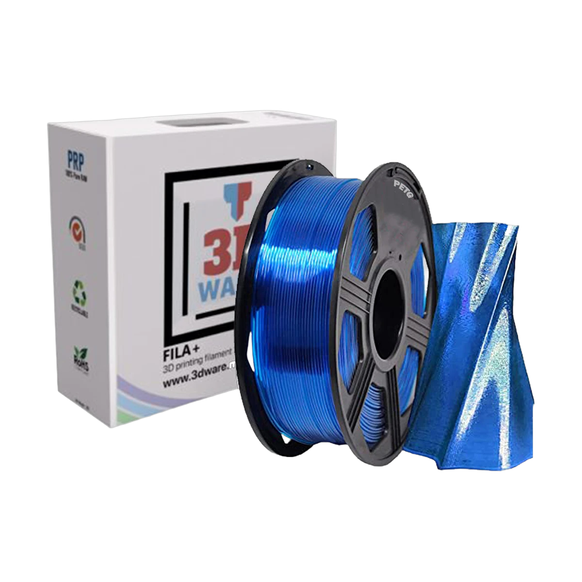 Filament 3D PETG Transparent Blue 1.75mm 1kg