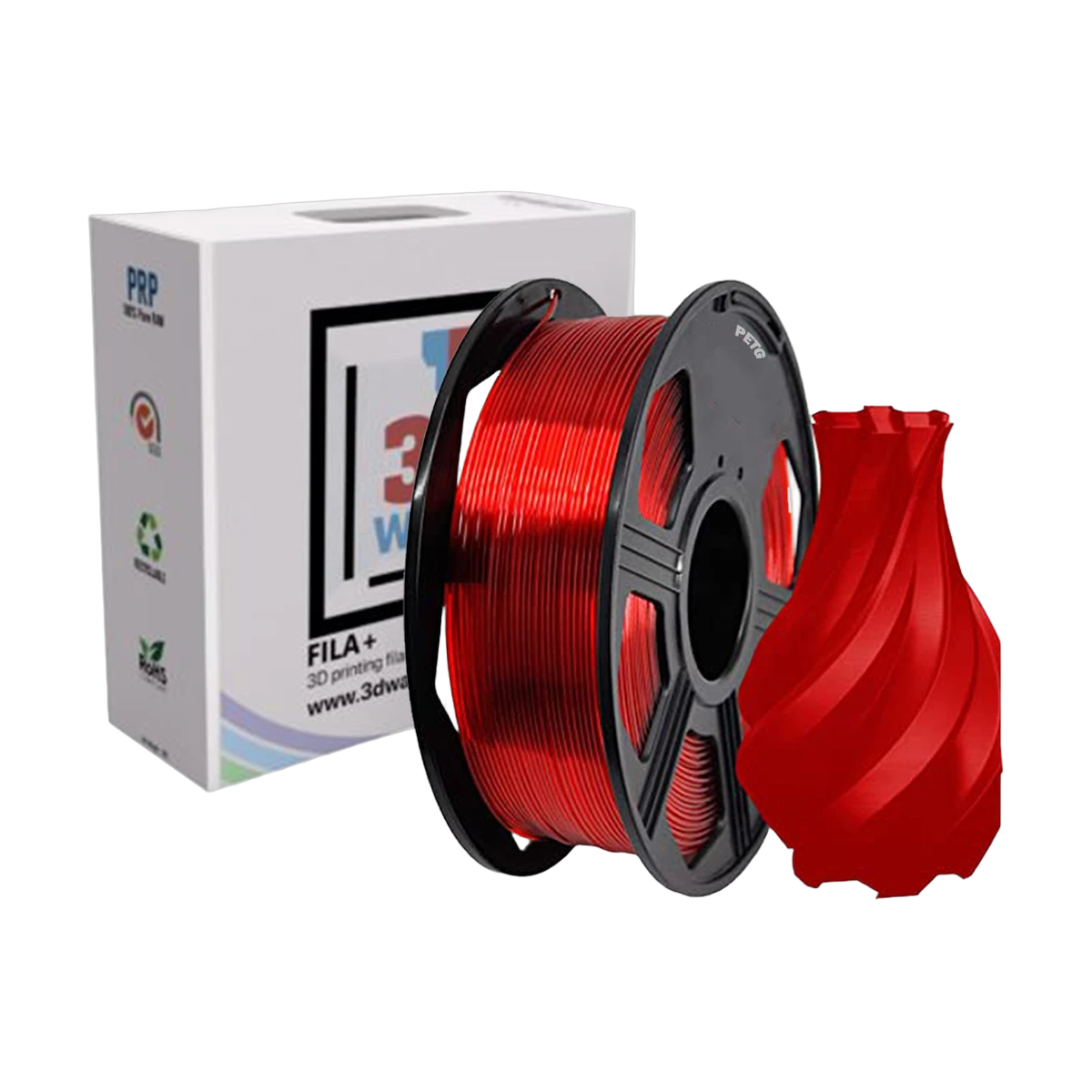Filament 3D PETG Transparent Rouge1.75mm 1kg