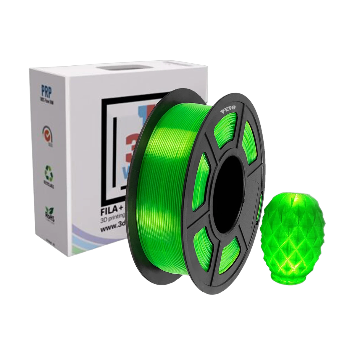 Filament 3D PETG Transparent Vert 1.75mm 1kg