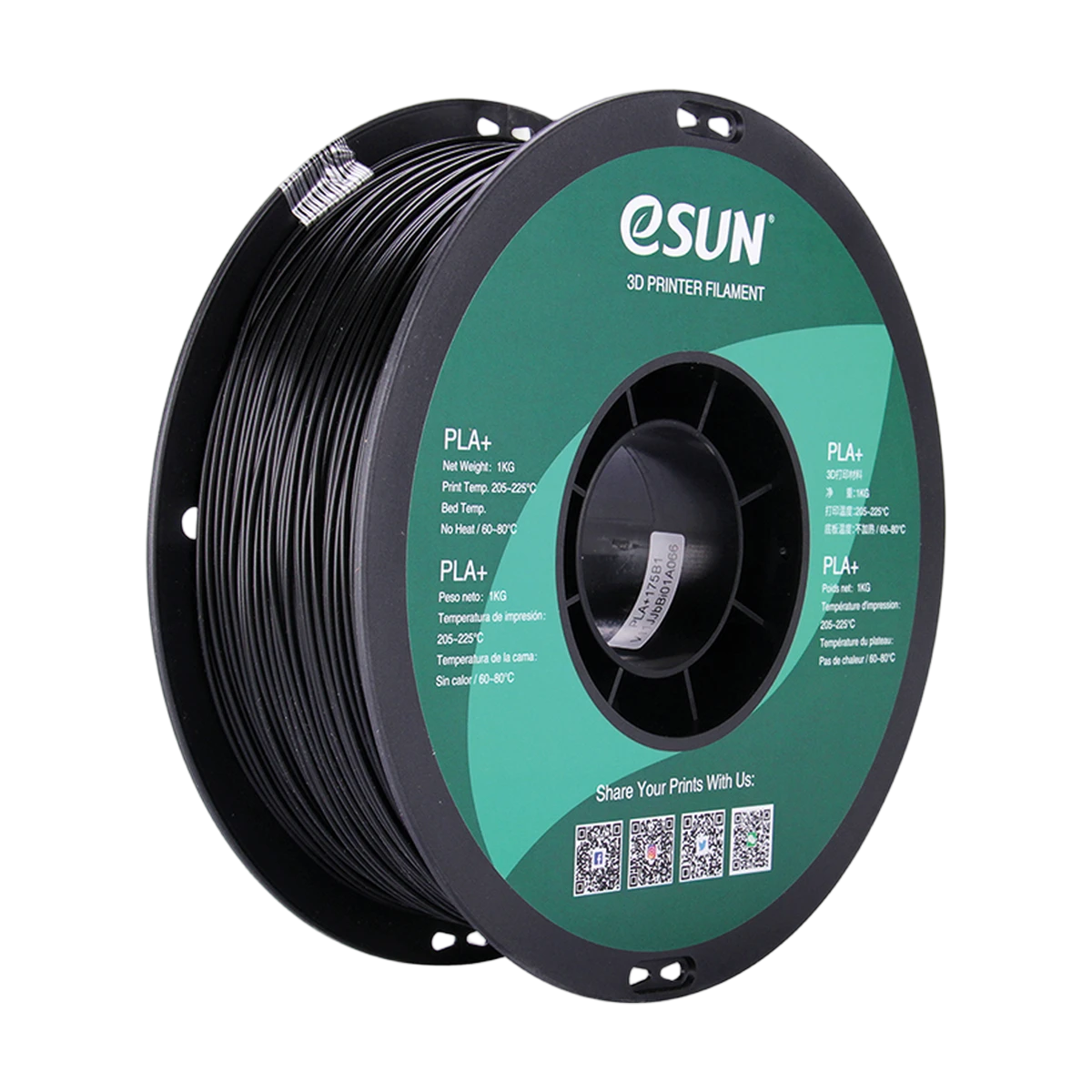 eSUN Filament 3D PLA+ Black 1.75mm 1kg