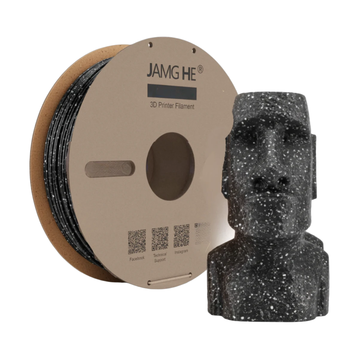 JAMG HE 1 kg Marble Black PLA Spool 1.75 mm