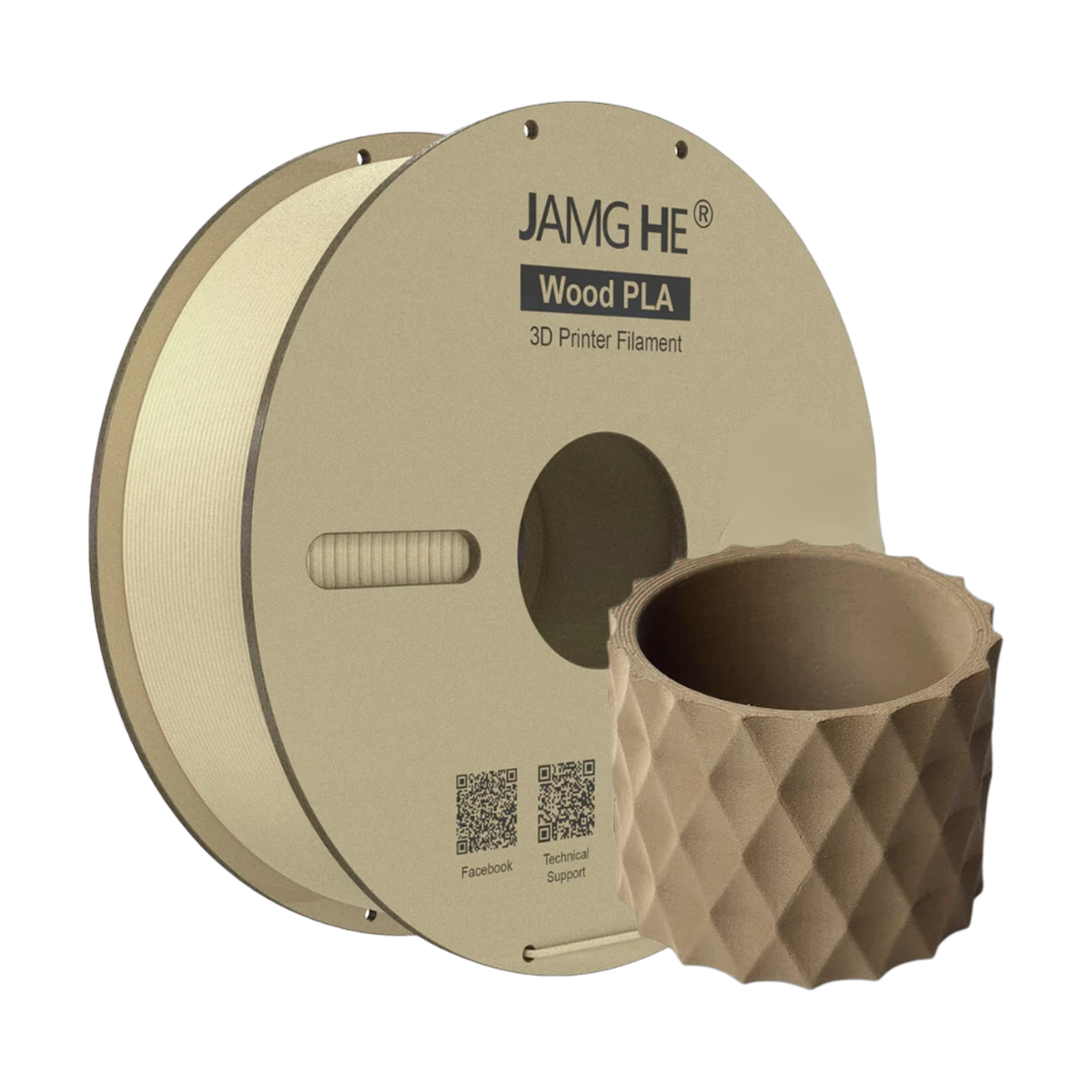 JAMG HE Ash_Wood PLA Filament 1.75mm, 1 Kg