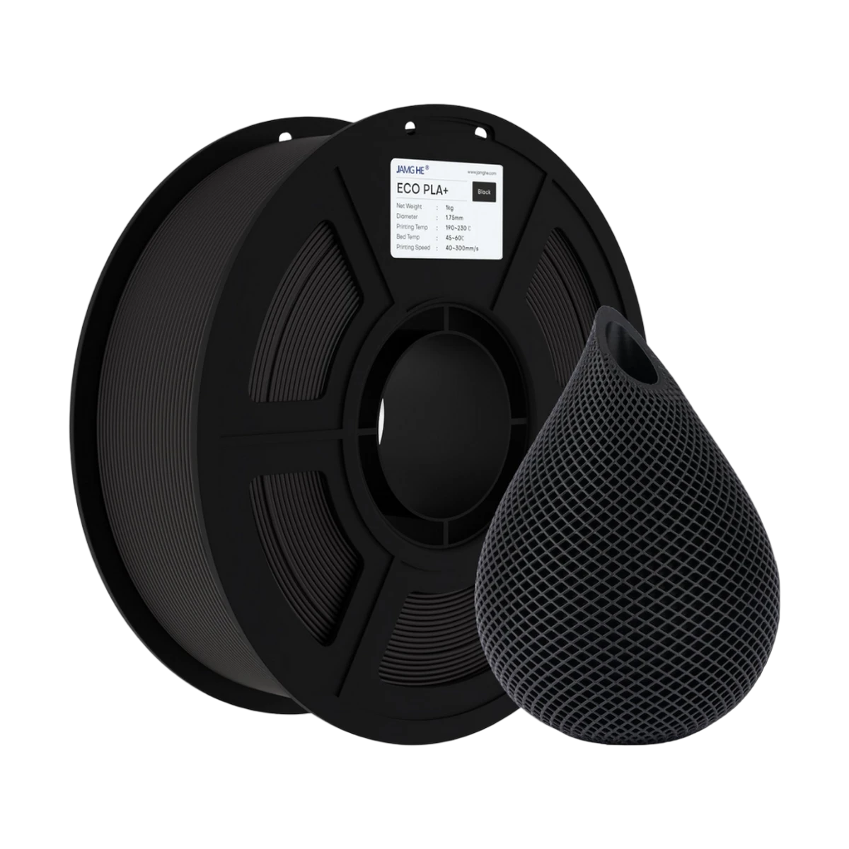 JAMG HE Eco-PLA+ Black Filament 1.75mm, 1 Kg