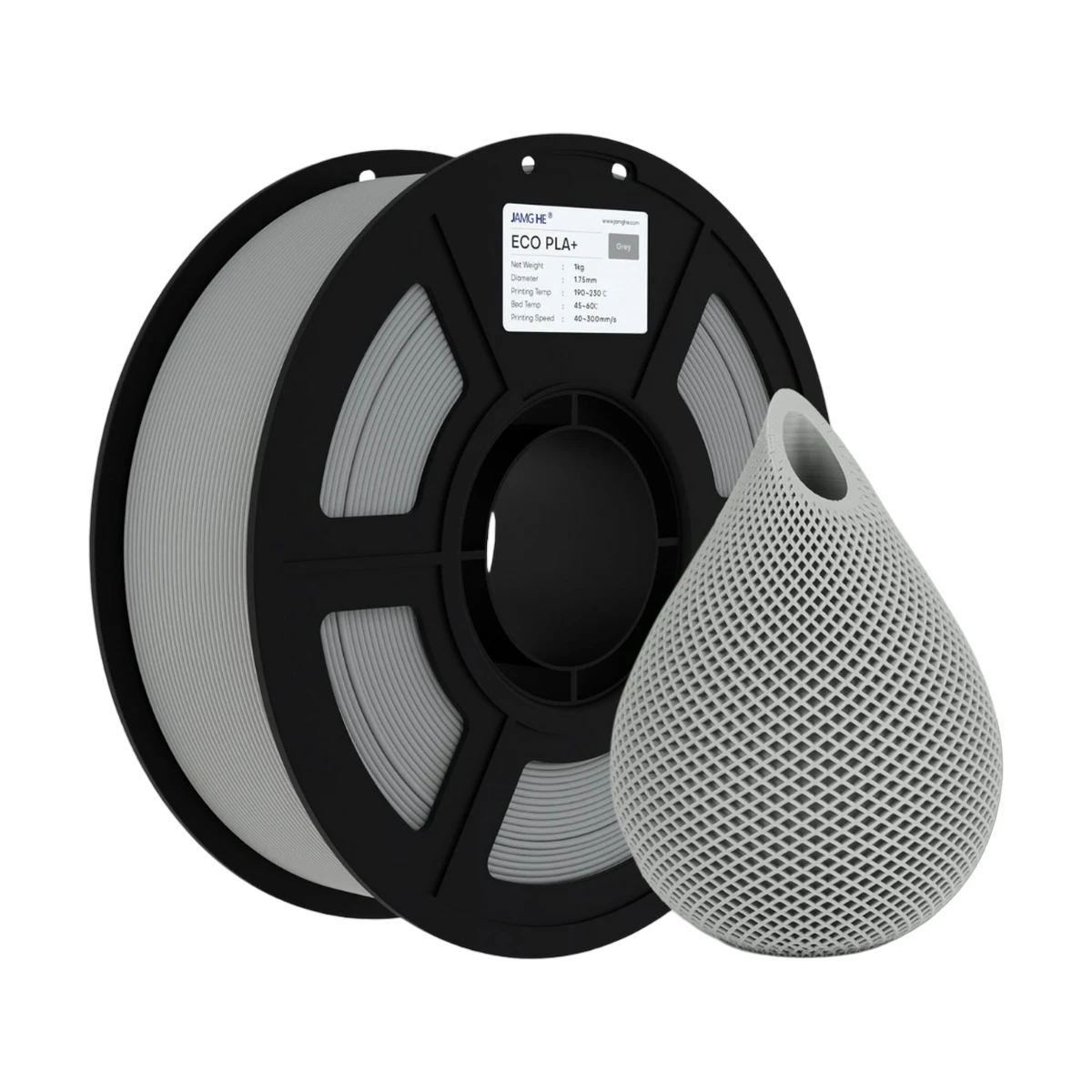 JAMG HE Eco-PLA+ Grey Filament 1.75mm, 1 Kg