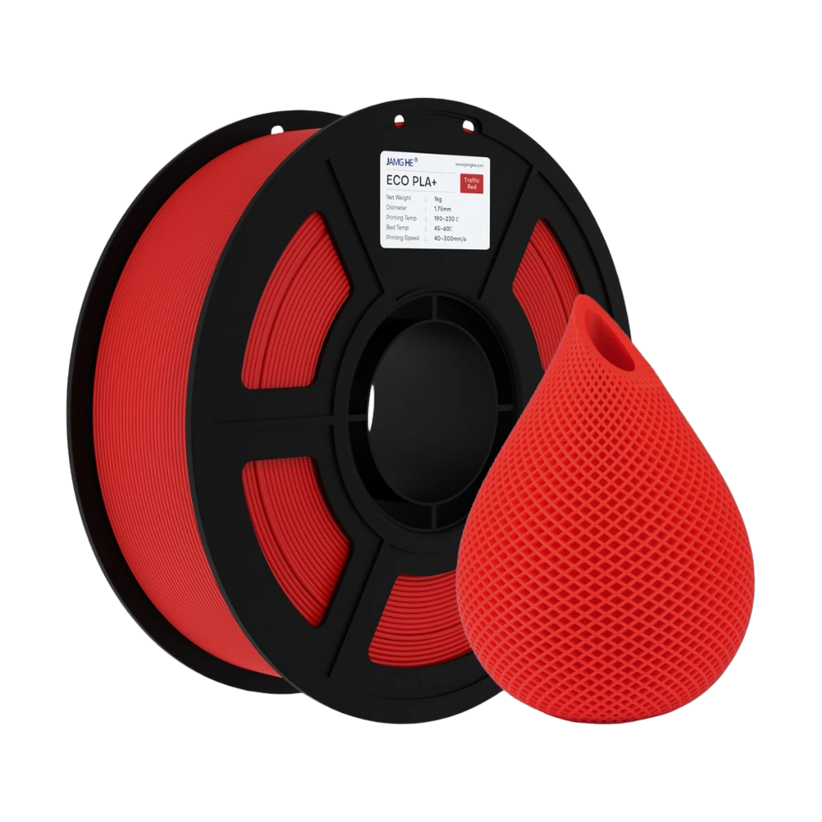 JAMG HE Eco-PLA+ Traffic Red Filament 1.75mm, 1 Kg