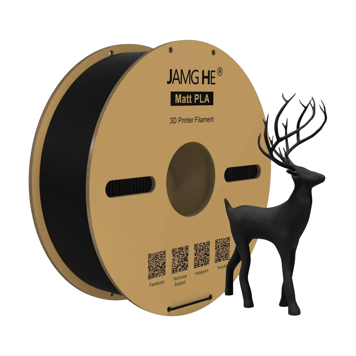 JAMG HE Matte PLA Black Filament 1.75mm 1KG