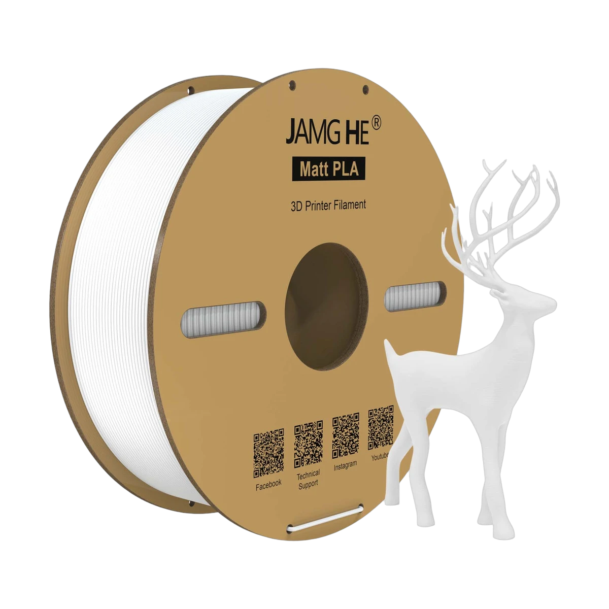 JAMG HE Matte PLA White Filament 1.75mm 1KG