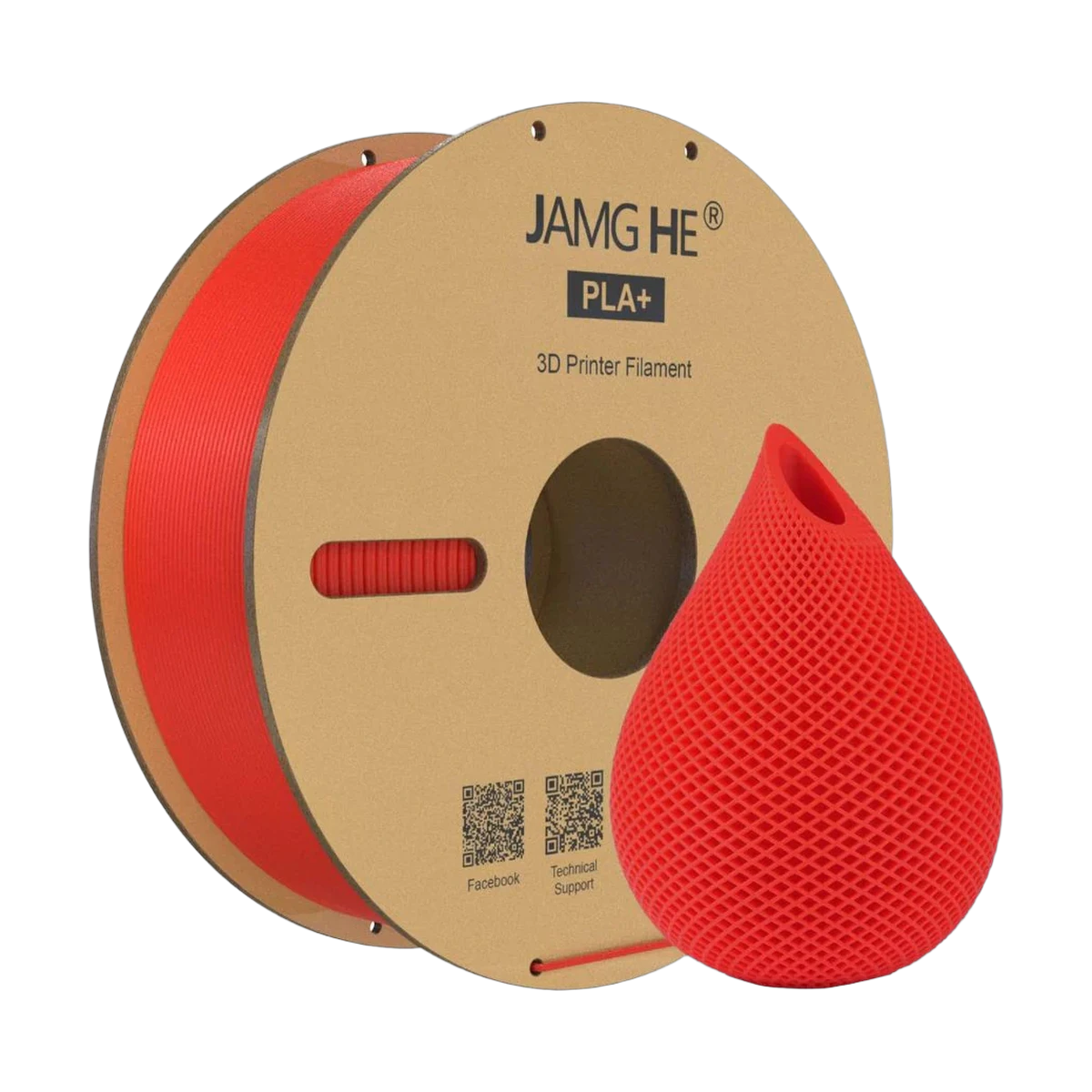 JAMG HE PLA+ Filament Red 1.75mm, 1 Kg