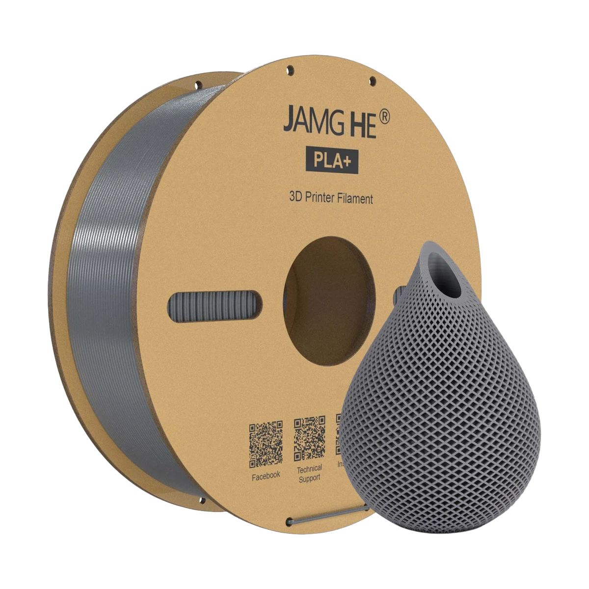 JAMG HE PLA+ Filament Silver 1.75mm, 1 Kg
